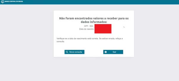 CPF VALORES A RECEBER BANCO CENTRAL DO BRASIL