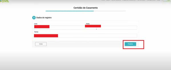 DADOS DO REGISTRO CERTIDAO DE CASAMENTO