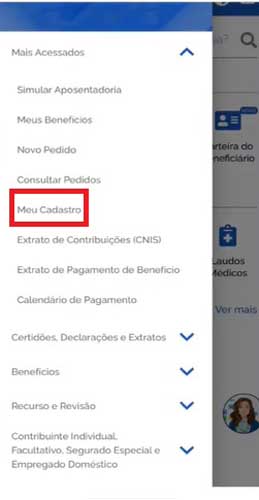 MEU CATASTRO BARRINHAS SUPERIOR ESQUERDO APP MEU INSS