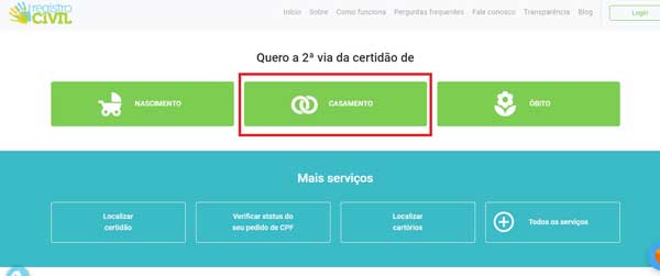 OPCAO DE CASAMENTO CERTIDAO DE CASAMENTO