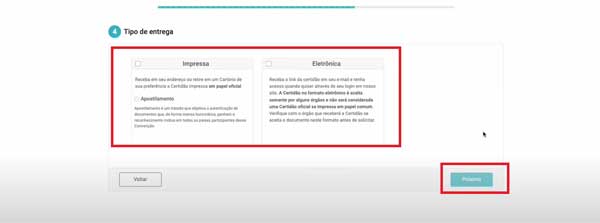 TIPO DE ENTREGA CERTIDAO DE CASAMENTO