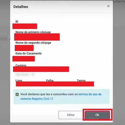 VERIFICAR DETALHES DA COMPRA CERTIDAO DE CASAMENTO