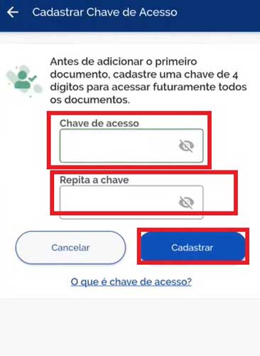 CADASTRAR CHAVE DE ACESSO CNH CDT