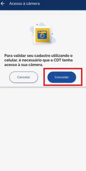 CONCEDER ACESSO VALIDAR UTILIZANDO O CELULAR CNH CDT