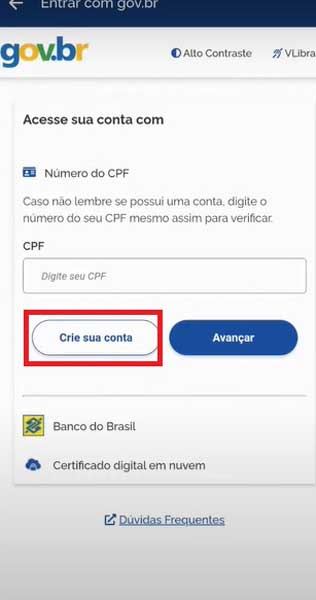 CRIE SUA CONTA ENTRAR COM GOV BR CDT
