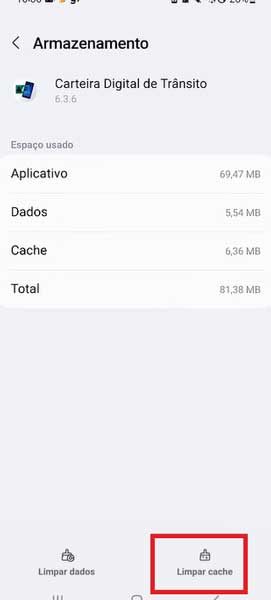 LIMPIAR CACHE ARMAZENAMENTO TELEFONO