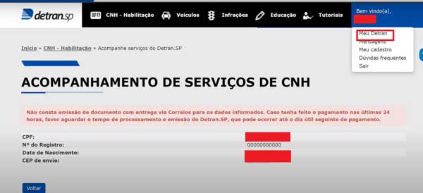 MEU DETRAN ACOMPANHAMENTO CNH DETRAN SP