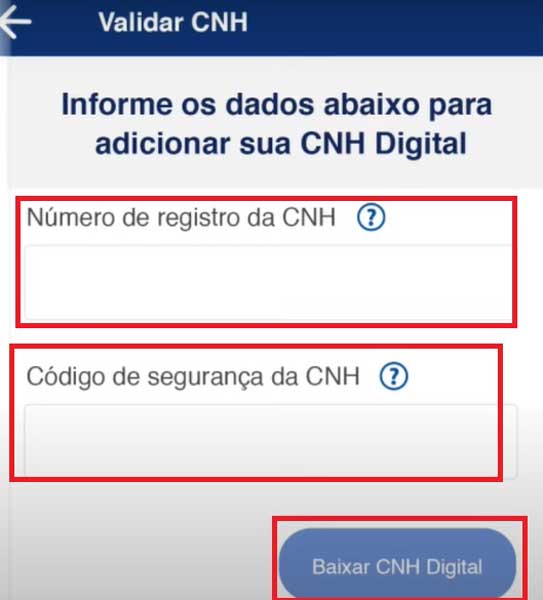 NUMERO DE REGISTRO O CODIGO DE SEGURANCA CNH DIGITAL