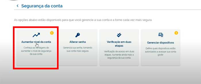 aumentar nivel da conta gov br ouro
