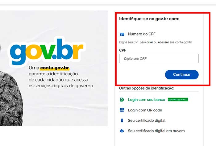 criar counta gov br numero do cpf