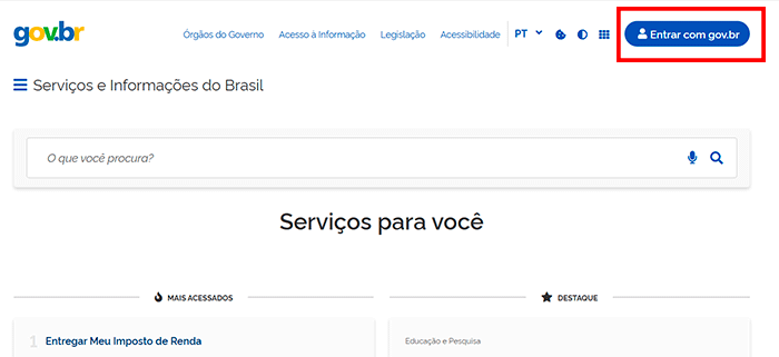 entrar com gov br criar counta
